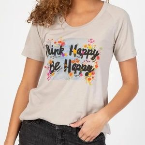 Natural Life Be Happy Boho Tee Flowy NWT Cute